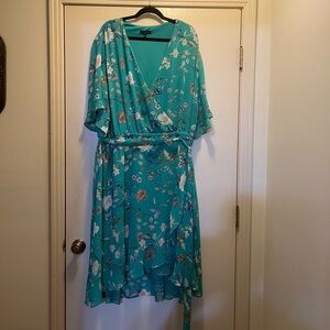 Lane Bryant Green Floral High Low Midi Sundress Size 28